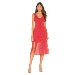 Lovers and Friends Midi Dress Women’s XXS Strawberry Peach Ruffled Tiered Sukey